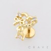 MULTI CZ BOW AND HEART STUD 316L SURGICAL STEEL LABRET SET